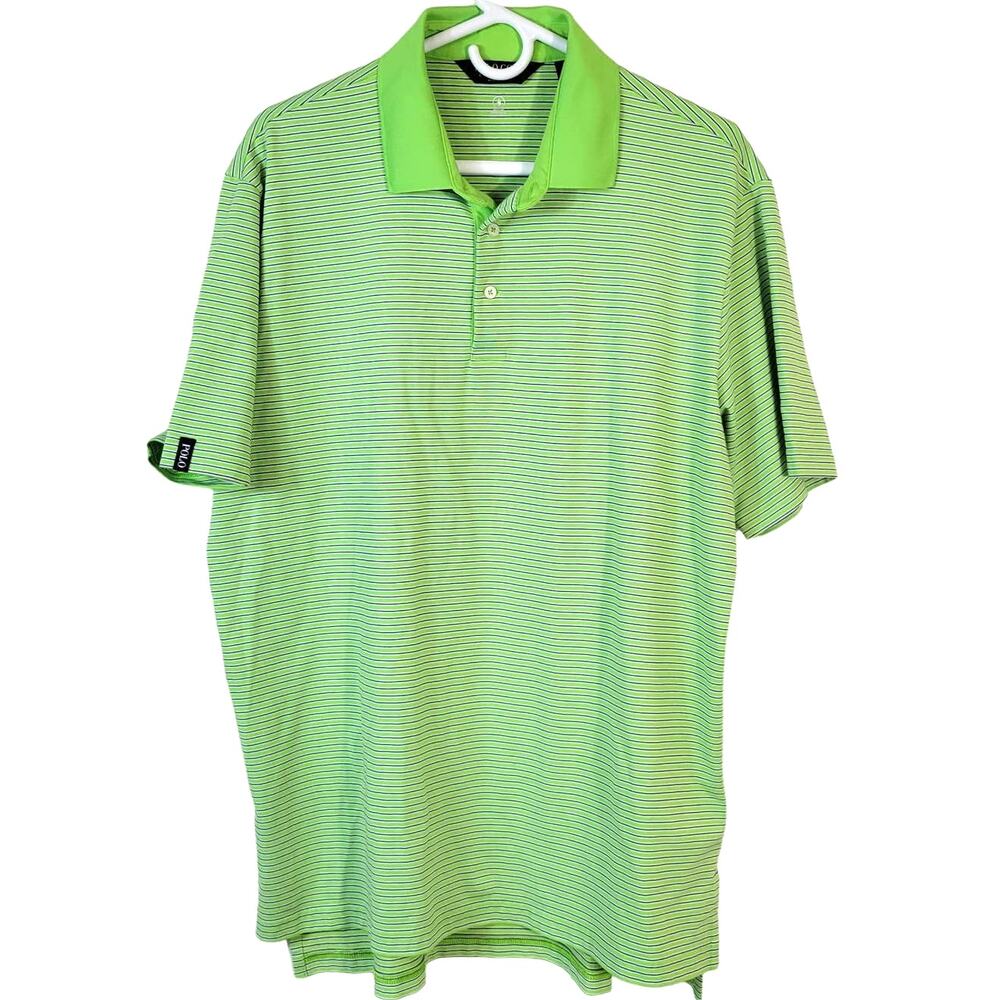 Polo Golf Ralph Lauren Shirt Men's L Green Blue Stripe Golf Athletic Athleisure